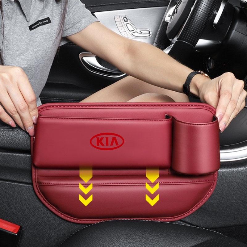 XKHI6 Car Seat Gap Organizer Leather Storage Box Interior Accessories for Kia Sportage Rio Picanto Morning Stonic Ceed Niro Sorento