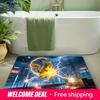 Pikachu Thunderbolt City Night Print Doormat Non-Slip Water Absorbent Floor Mat for Home Decor