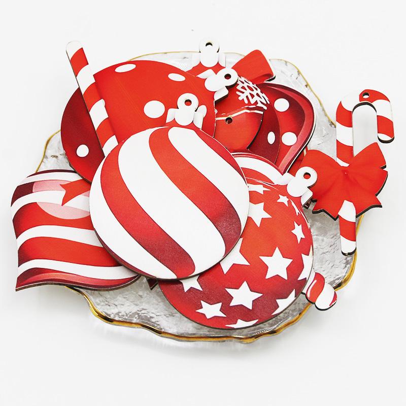 (12 Pcs/bag) Christmas Colorful Wooden Lollipop Candy Decoration Xmas Tree Hanging Decorations Holiday Party Painting Materials