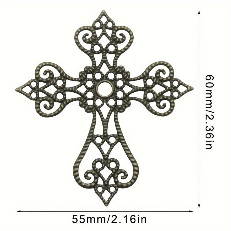 30pcs Vintage Hollow Floral Cross Embellishments 55x60mm Cast Iron DIY Scrapbooking Corner Decorations for Crafting DIY Lovers