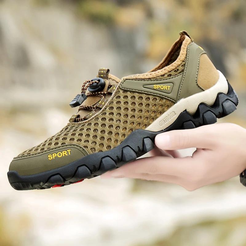 Men Casual Sneakers Breathable Mesh Shoes Mens Non-Slip Outdoor Hiking Shoes Mens Climbing Trekking Shoes Zapatos Hombre Summer