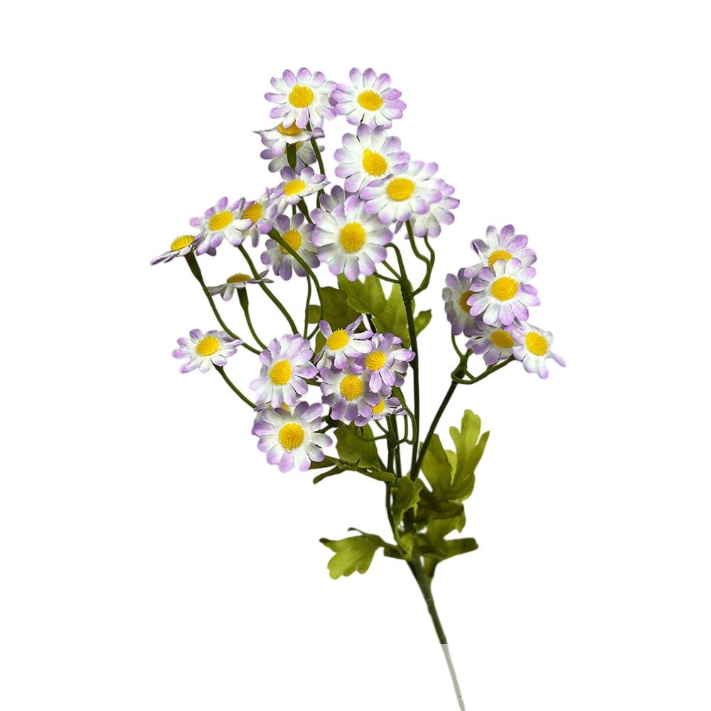 

30 Heads of Chamomile Artifiical Flower Branch Flexible Stems 50cm Height Chrysanthemum Fake Flower with Green Leaves фиолетовый
