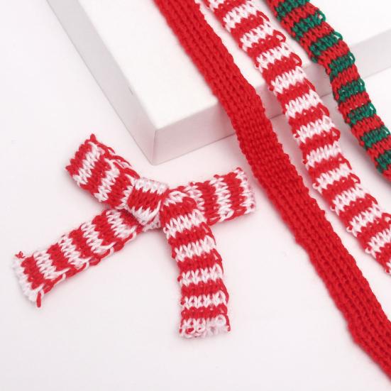 Christmas Theme Ribbon for Gift Boxes 5m Woven Wrapping And Bouquet Packaging, Decorative Plump Bow Making Crafts Knit Holiday DIY Making,