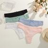 Duży Rozmiar 3 Szt. Damskie Bawełniane Stringi Seksowne Prążkowane Oddychające Majtki Codzienna Urocza Bielizna z Kokardką Dziewczęca Niska Talia G-String Lingerie