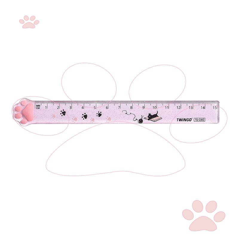 Cute Cat Paw Plastic Straight Rulers Kawaii School Office Supplies Planner Accessories Student Prize
