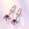 925 Silver Earrings Jewelry High Quality Retro Simple Pattern Purple White Zircon Earrings