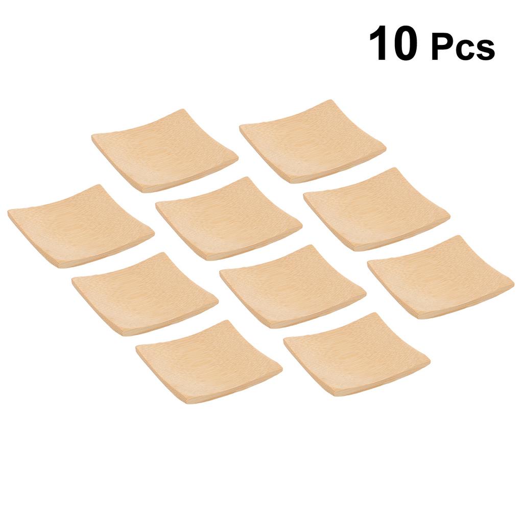 20 Pcs 6X6Cm Bamboo Sushi Tray Square Snack Plate For Dessert Fruit Cake Storage Mini Dish Holder Kitchen Barware Set