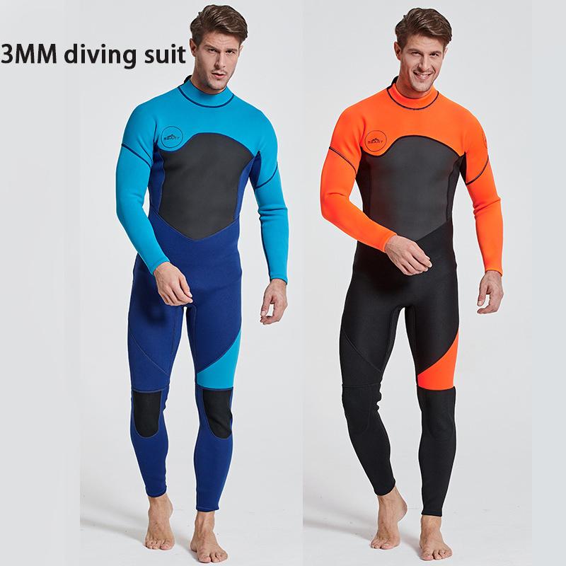 Férfi 3 mm-es Prémium Neoprén Vastagított Teljes Ujjú Búvárruha Spearfishinghez Snorkelezéshez Szörfözéshez Kenuzáshoz Scuba Diving Ruha