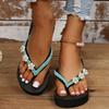 Summer Foreign Trade New European and American Thick-bottomed Herringbone Drag Rhinestone Pearl Slope Heel Large Size Women's Sandals