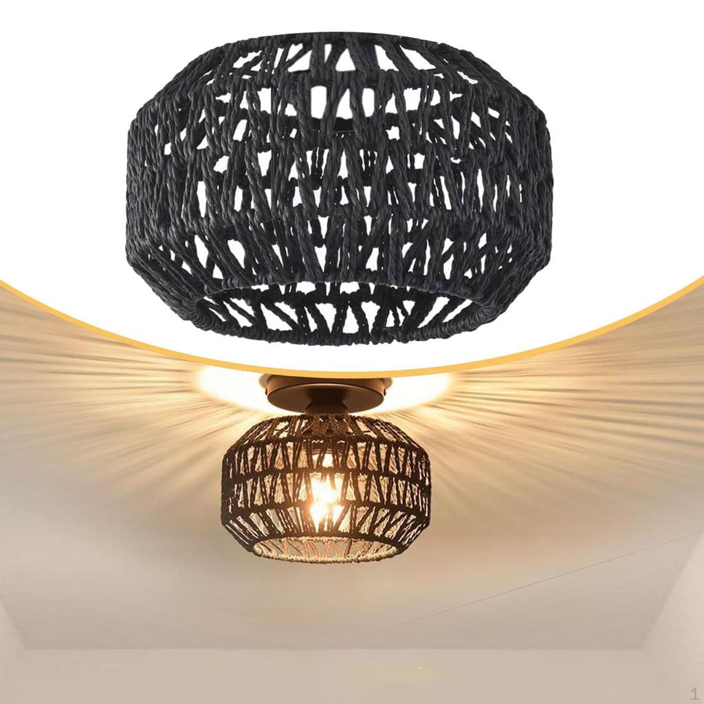 Handwoven Lampshade Paper Rope Lamp Shade, Light Fixture Accessories, Pendant Cover for Living