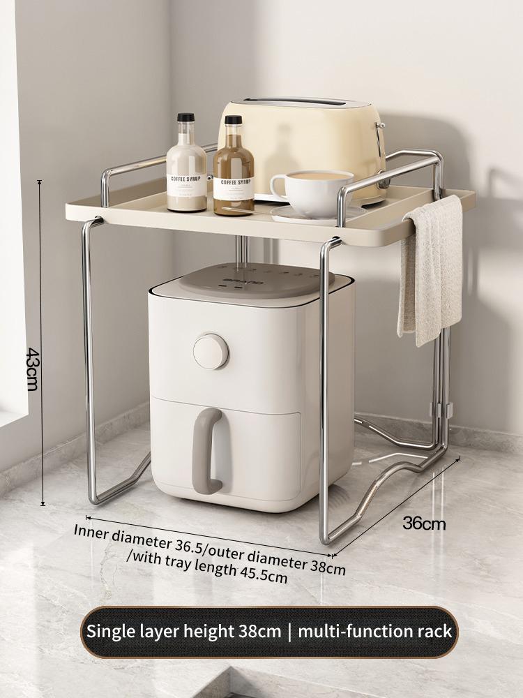 

2-layer Microwave Oven Storage Rack Retractable Countertop Gadget Set Floor Stand Kitchen Seasoning Holder Spicy Organizer Shelf