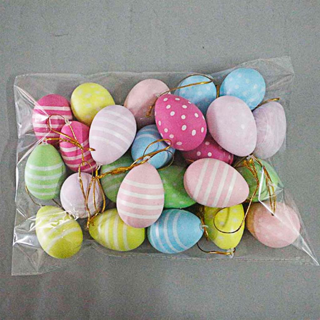 24pcs Easter Hanging Eggs Colorful Plastic Eggs Ornaments For DIY Easter Tree Decor Crafts Party Home Decor