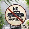 Vintage No Parking Metal Sign 8 Inch Round Aluminum Wall Decor Funny Garage Shop Warning Plaque