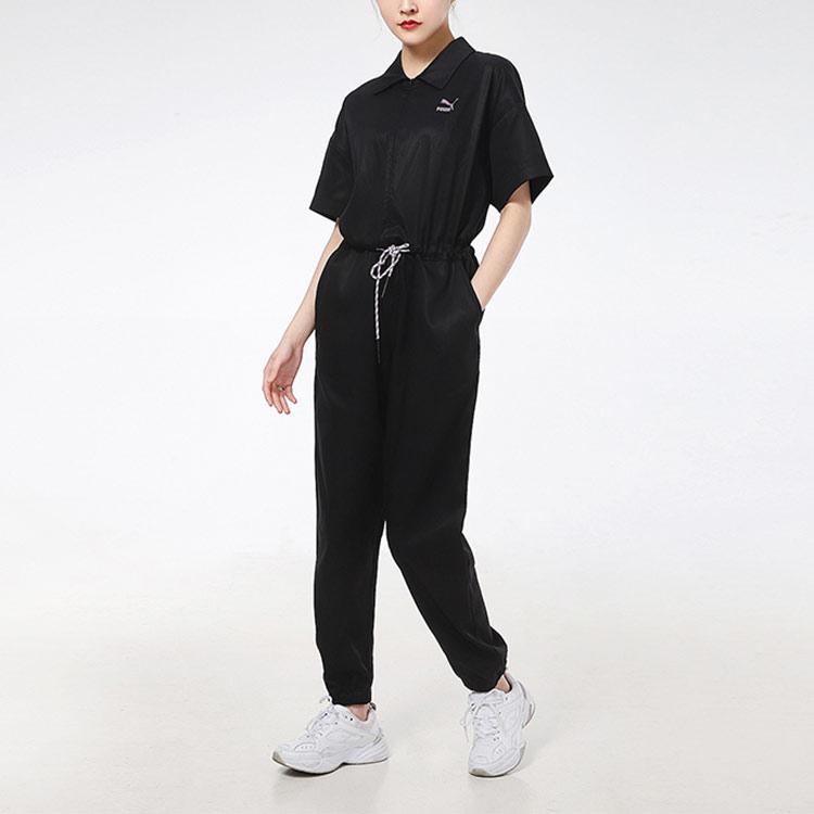 Puma Running Training Fitness Sports Casual Short Sleeve Jumpsuit Women jumpsuit Black 533729-01