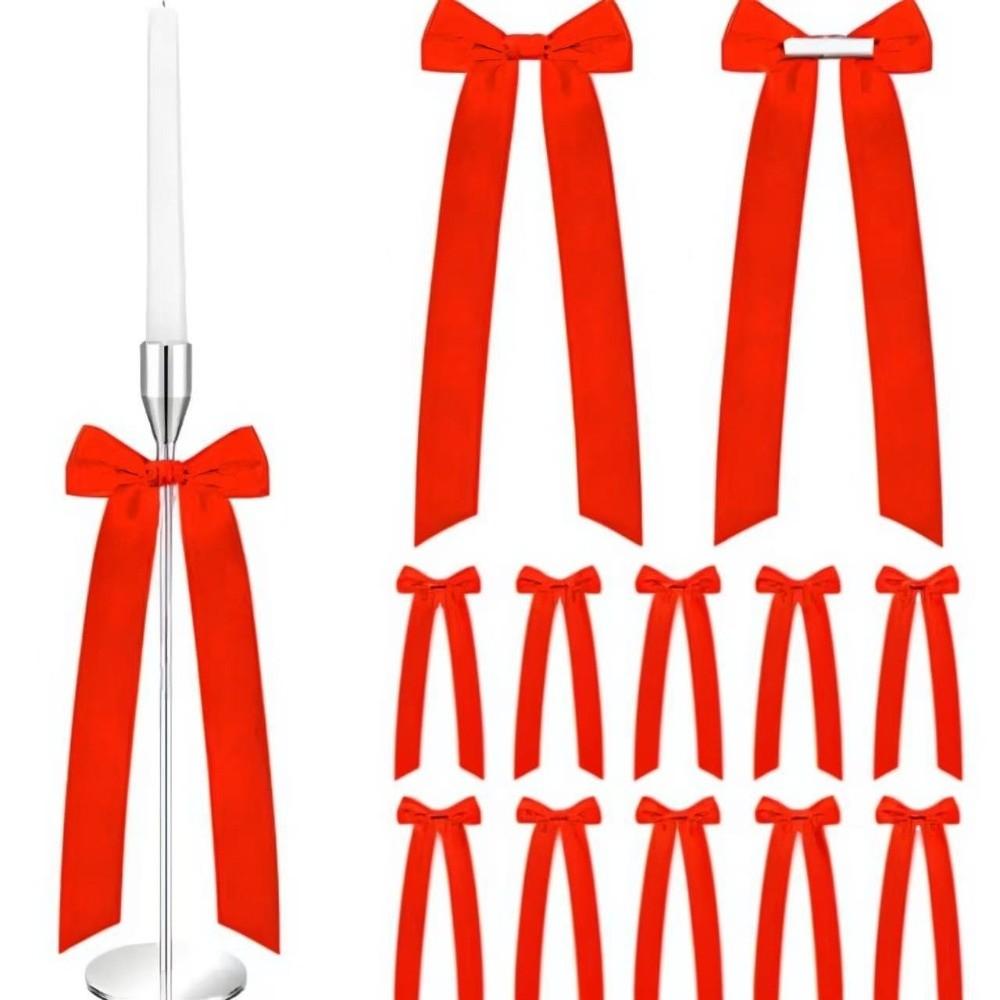 

12pcs Multifunctional Bowknot Candle Holder Decor DIY Wrapping Ribbons красный