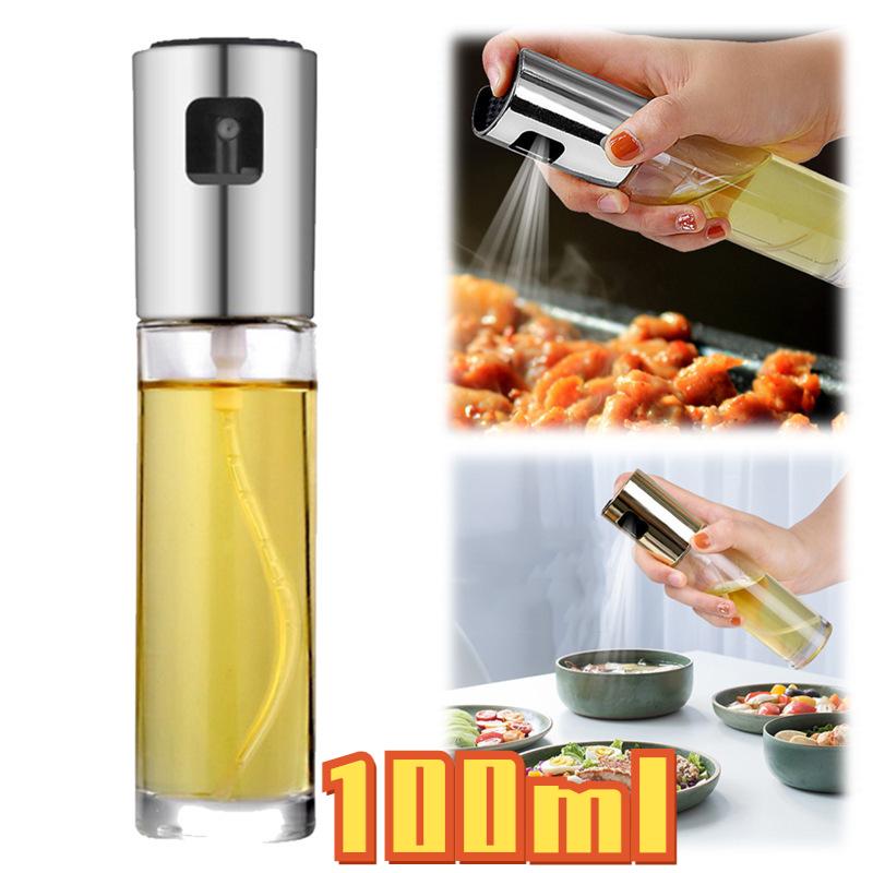 100ML Atomizing Oil Pot Spray Bottle Kitchen Household BBQ Oil Control Press Type Oil Supplies Glass Bottle for Kitchen Water