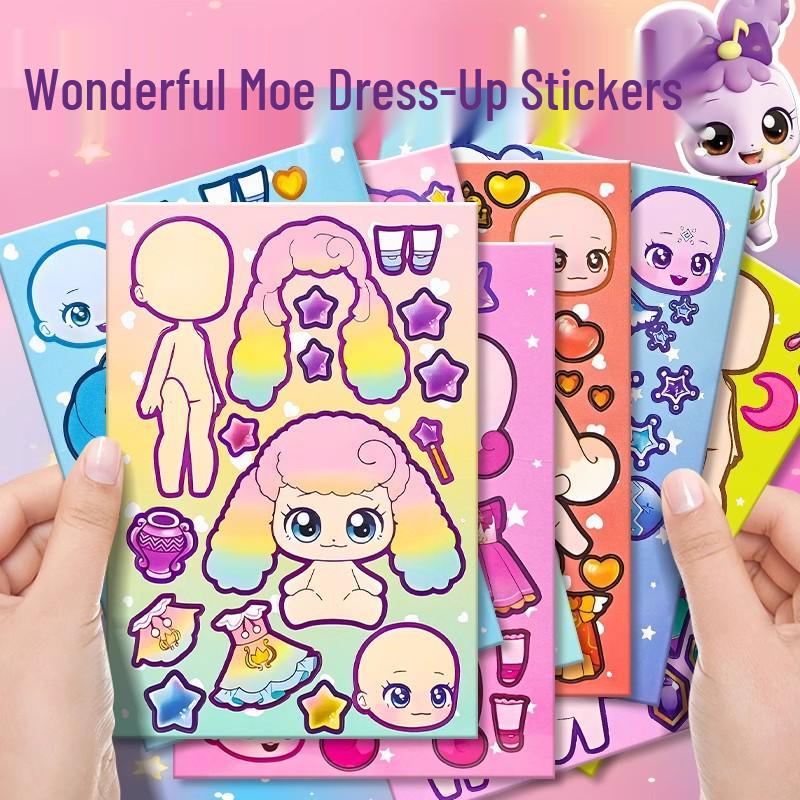 Moe Princess Reusable Dress-Up Stickers for Girls - High-Value Cartoon Playset