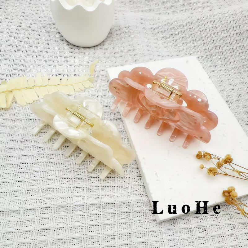 Luohe Jewelry Pink Acetate Rhinestone Shark Hair Clip - Ancient Style Women's High-End Accessory