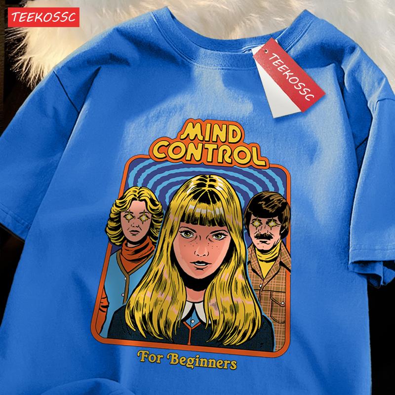 Mind Control For Beginners Printing T-Shirt Oversized Cotton T-Shirt Fashion Loose Tops Casual Sweat Tee Clothes Cotton Couple