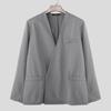 INCERUN Men Collarless Long Sleeve One Button Loose Thin Blazer Coats