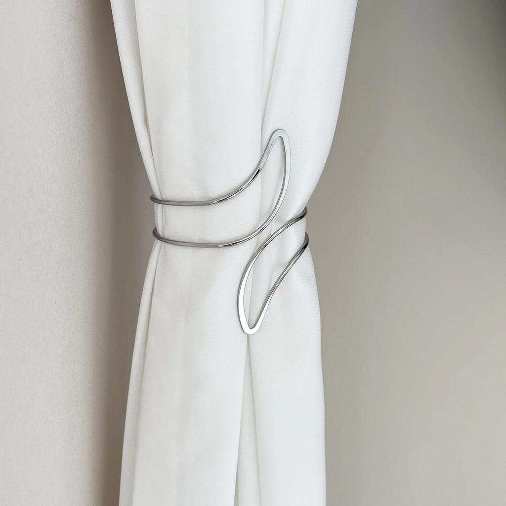 2025 2pcs Metal Moon-shaped Curtain Hooks, Curtain Ties for Rooms, Bedrooms and Living Rooms, Curtain Buckle Arm Ring