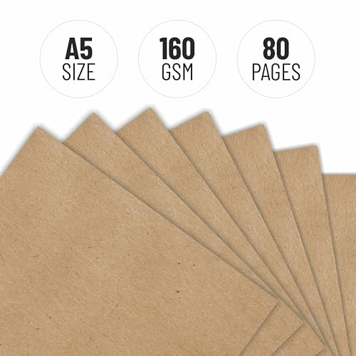 Anupam Khakhi 100% Recycled Kraft Paper Wire-O Book 160Gsm 80 Pages One Side Dot Grid And Other Side Plain (Size A5, Pac 52 белый