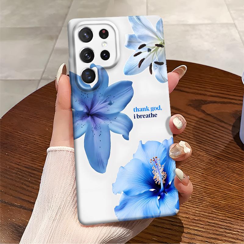 Fresh Blue Flower Lily Factory Direct Samsung Mobile Phone Case Samsung S24/S23 Ultra