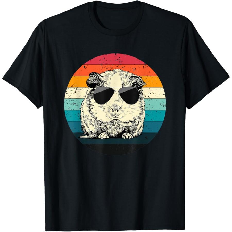 Retro Vintage Guinea Pig with Sunglasses Animal Lovers T-Shirt XXXXXL чёрный