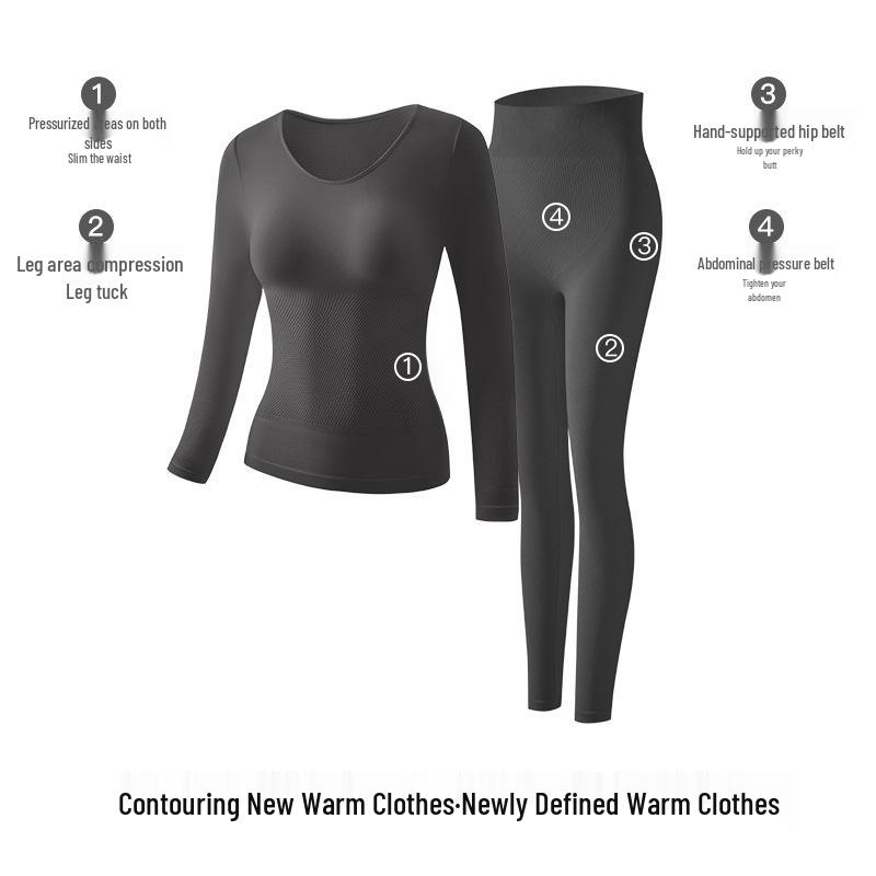

Women s Seamless Self-heating Slim Fit Thermal Underwear Set for Autumn and Winter M (40-50 kg)