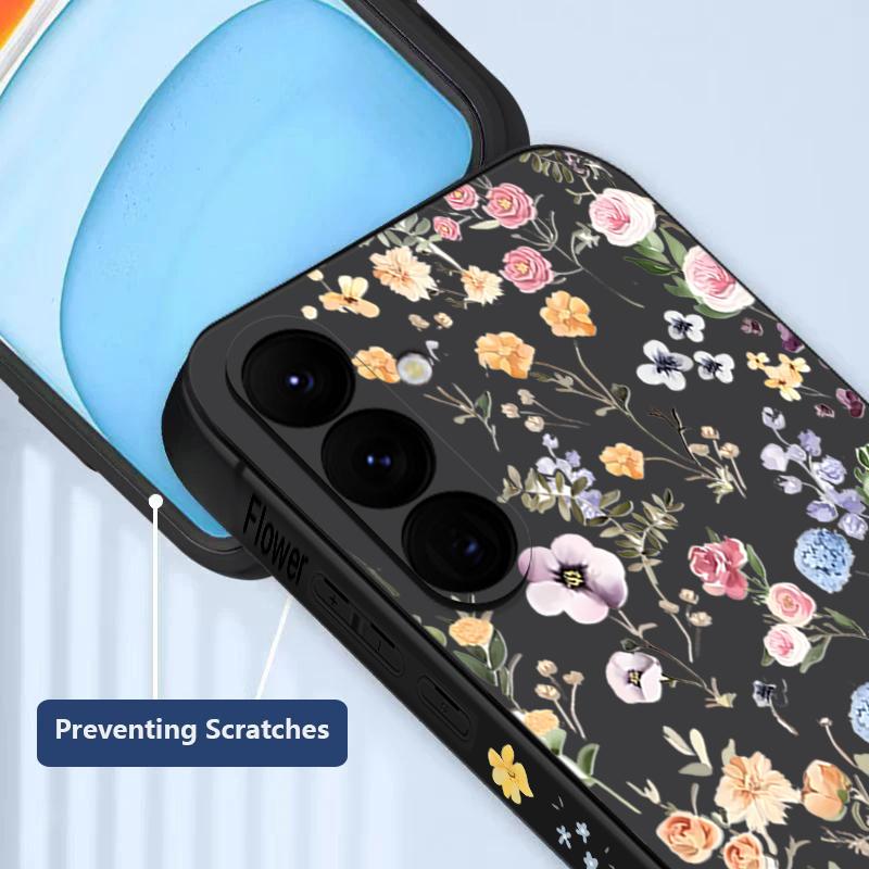 Vintage Floral Pattern Case For Samsung Galaxy S25 Ultra S24 Plus S22 S23 S21 FE A15 A16 A17 A35 A36 A54 A55 A56 5G Funda Capa