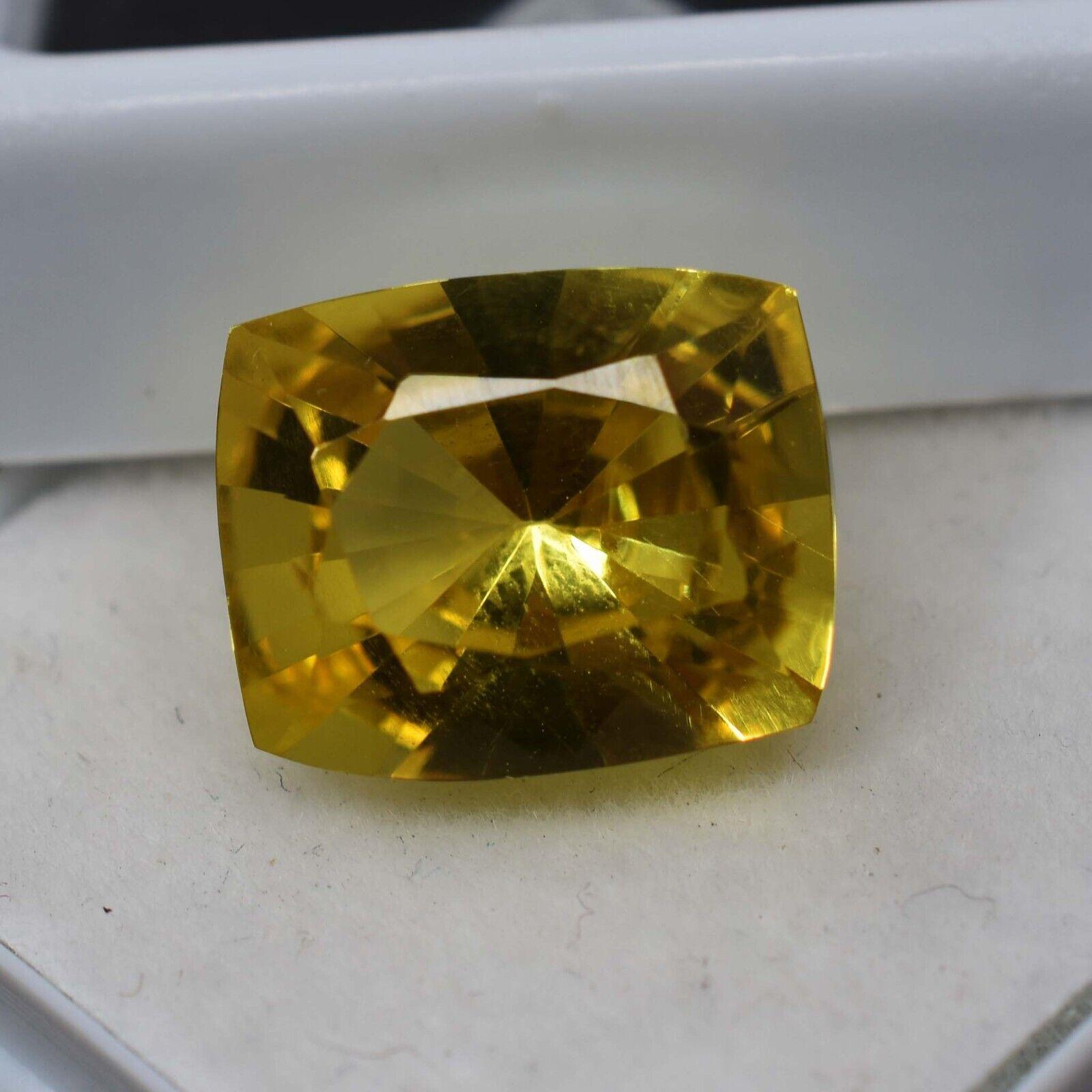 

8.75 Ct Natural Ceylon Yellow Sapphire Cushion Cut Loose Gemstone CERTIFIED A-6027364 13.12 mm жовтий