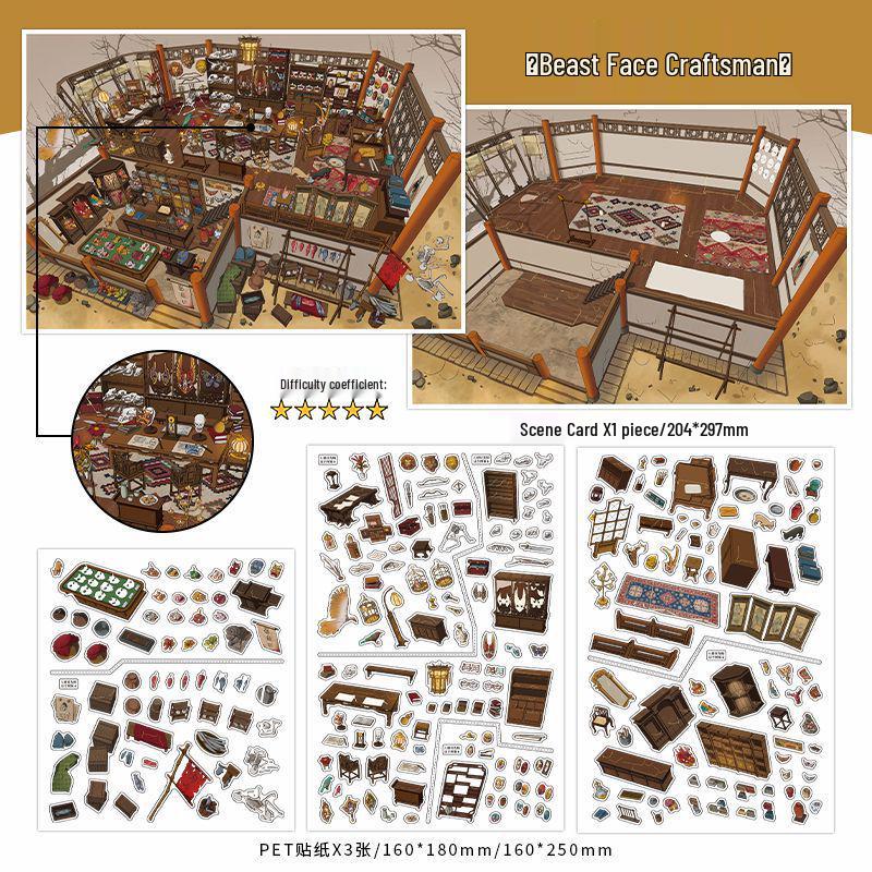 Infeel.Me My Little House 3D Scenery Stickers - Miniature Two-Layer Quiet Book Series