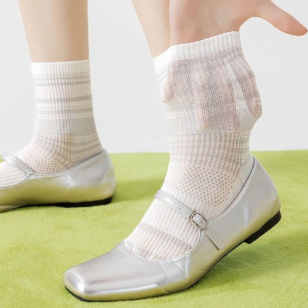 Cotton Mid-calf Socks Breathable Split Toe Socks Patchwork Five Toe Tube Socks Girl
