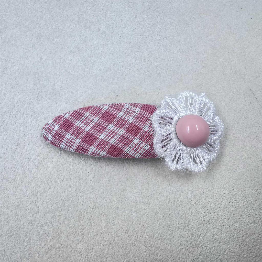 Korean Plaid Fabric Retro Kids' Flower Hair Clip