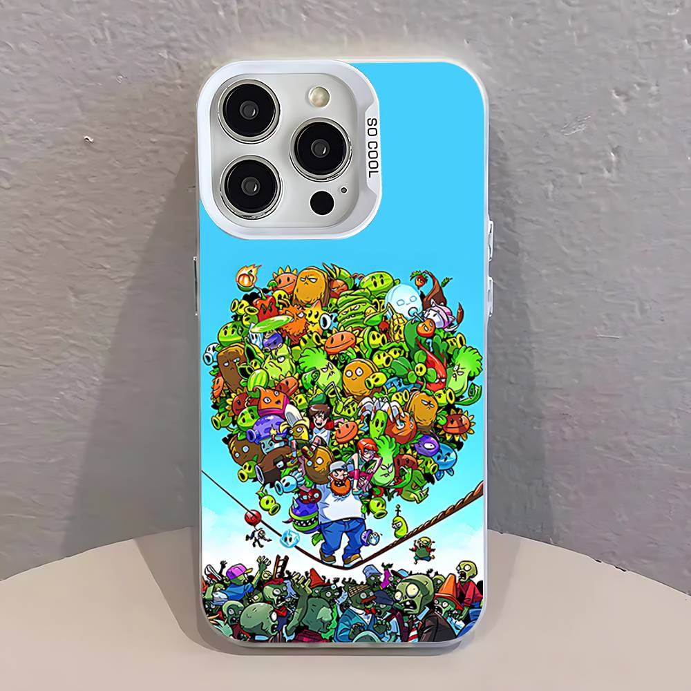 P-Plants Vs Zombies Game Phone Case For iPhone 12,16,17,14,13,15,11,Pro,XS,Max,Plus,Mini,SE4,E White Matte Shockproof Cover