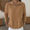 2026 European & American Women's Zipper Knit Cardigan for Autumn/Winter - Solid Color Casual Fashion.
