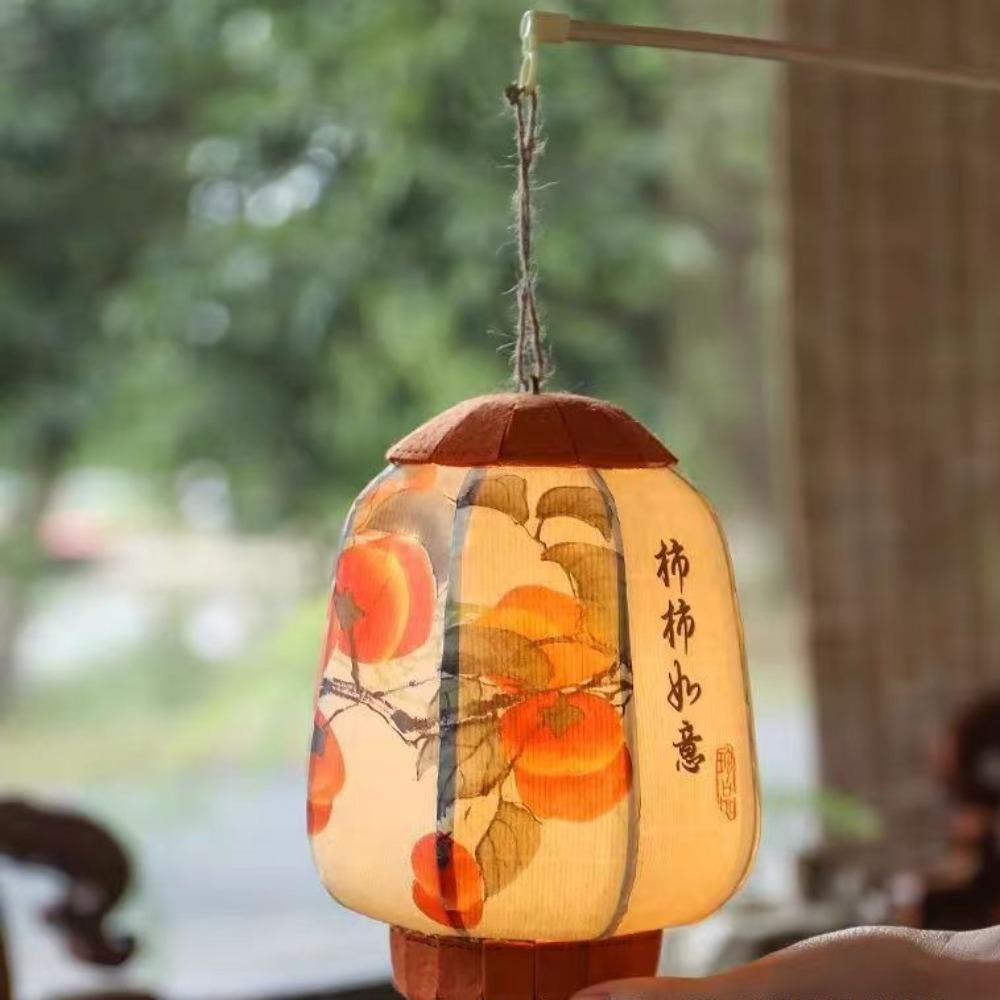 Ancient Style Autumn Festival Decorative Lantern Vintage Blessing Word Lantern Material Kit Luminous DIY Handheld Classic Light one size