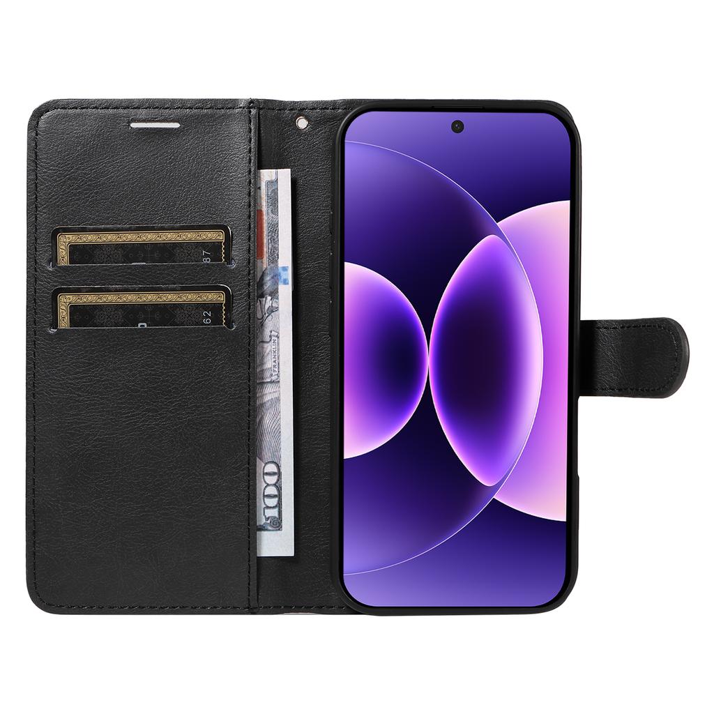 For Xiaomi 17 Pro Leather Wallet Case with Strap Solid Color Phone Stand Cover