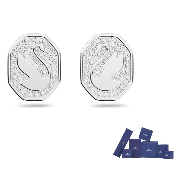 Swarovski Signum Palladium Stud Earrings Womens F ( Fits All)-Brand Original Box белый