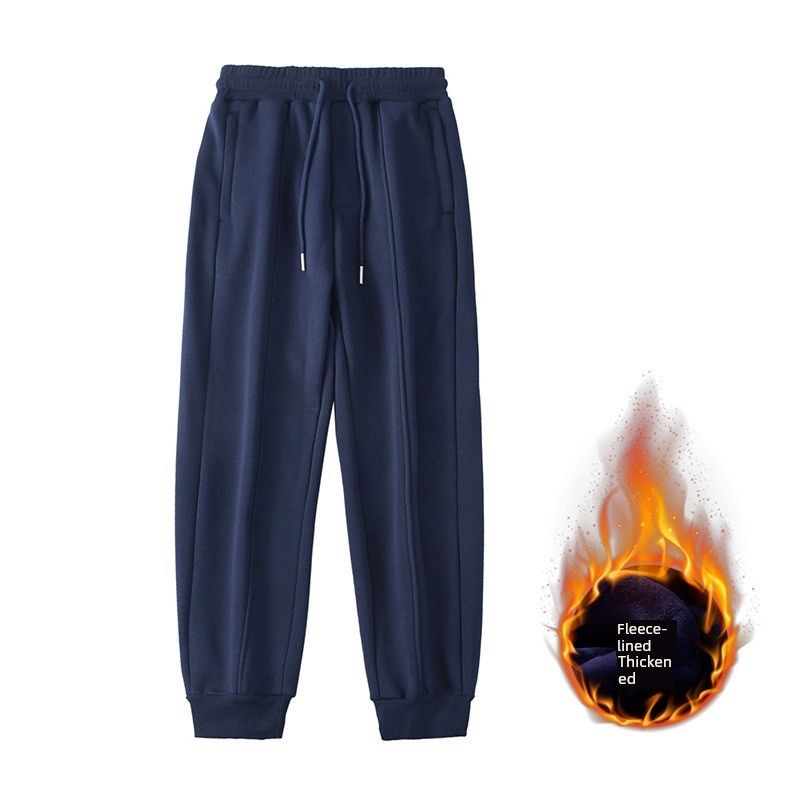 Sweatpants Autumn and Winter Thickening Casual Vintage Zipper Pockets