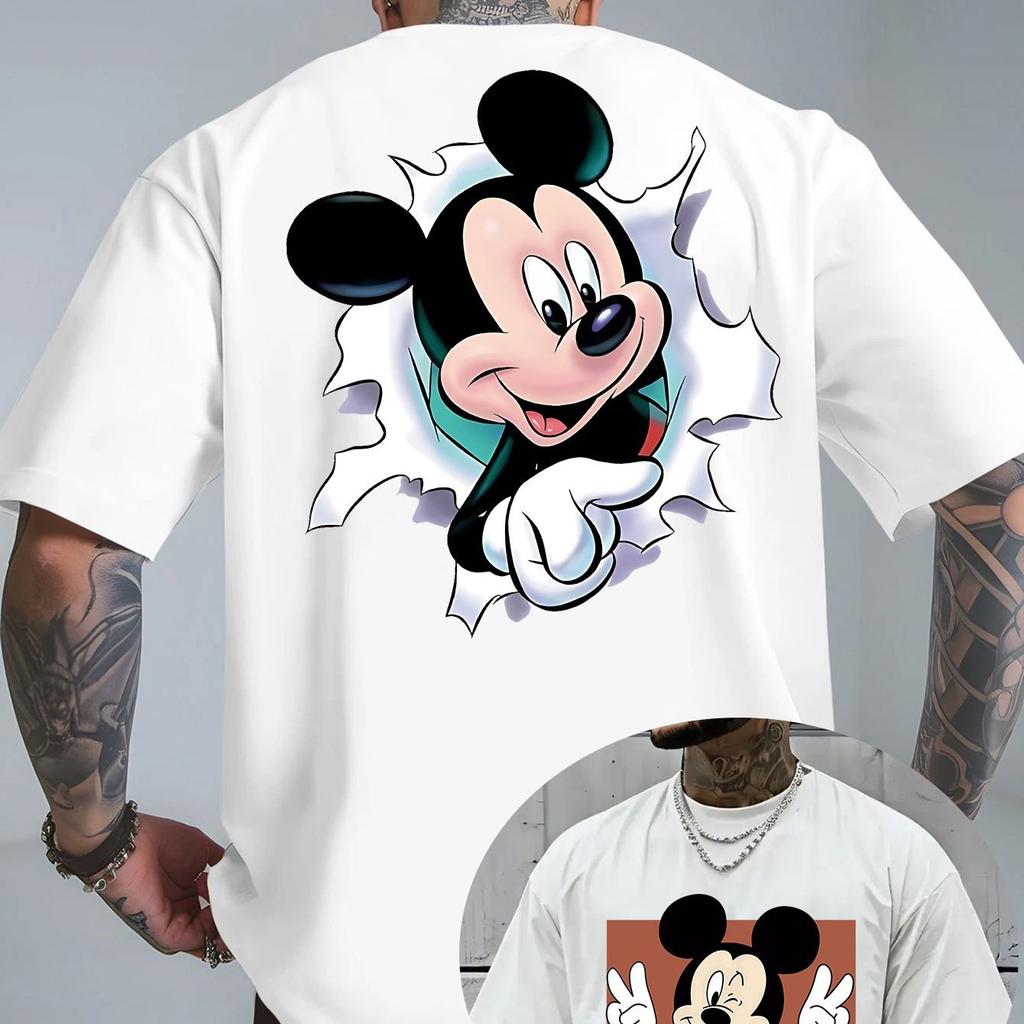 Summer Disney Mickey Mouse Cartoon Print Pattern Printed Pure Cotton Tshirt Fashionable Loose Casual Shortsleeved Unisplish