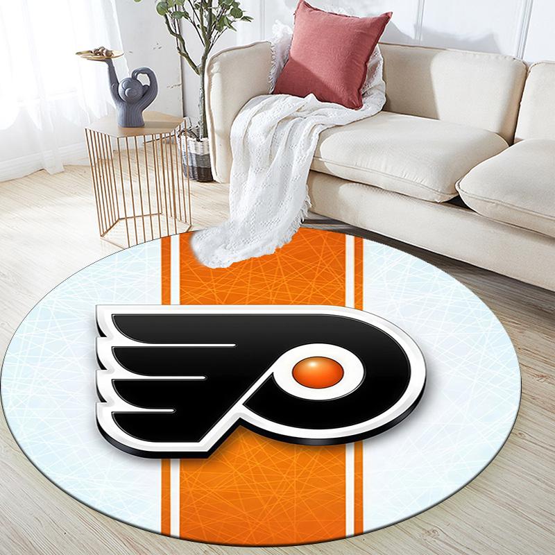 Philadelphia Flyers,Round Area Rug,Carpet Rug for Living Room Bedroom Sofa Playroom Decor,Non-slip Floor Mat