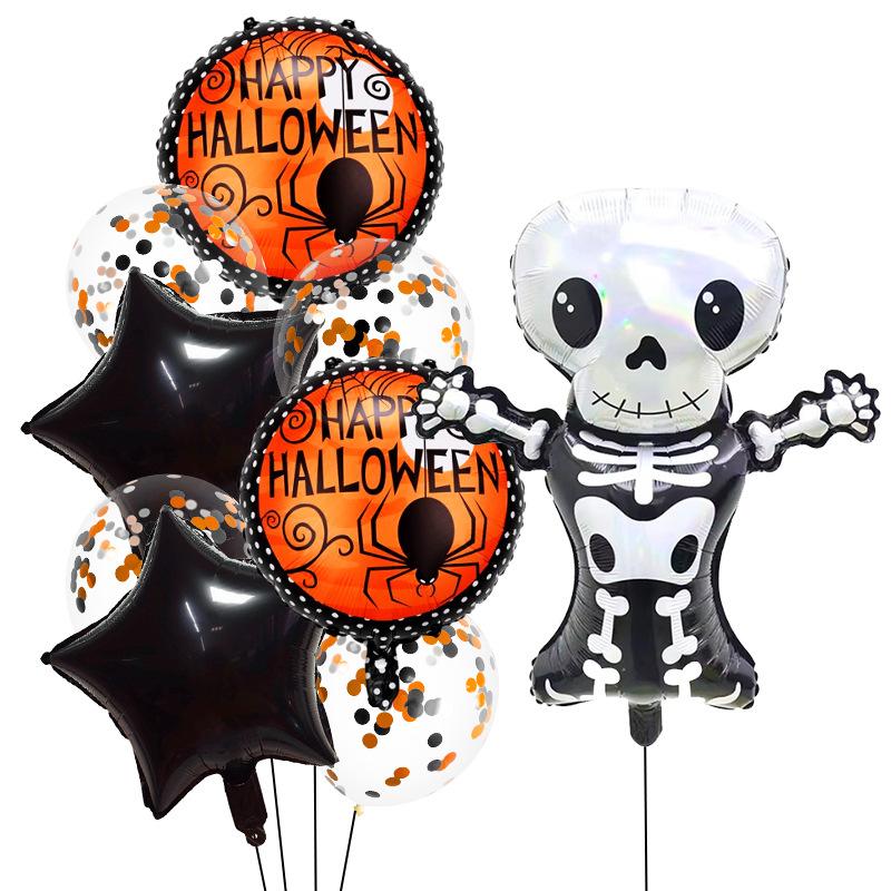 Halloween Themed Balloon Set Skull Spider Web Mummy Aluminum Film Balloon Bar Atmosphere Arrangement