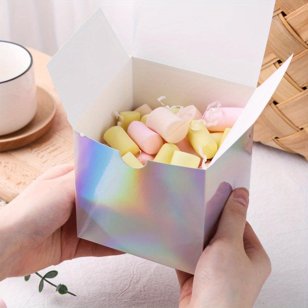 10pcs Square Laser Foldable Boxes Mini Gift Boxes Paper Boxes Iridescent Gift Boxes Candy Treat Boxes Favor Boxes Packaging Box Wedding Stuff Wedding