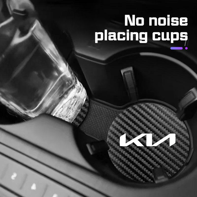 2Pcs Car Coaster Water Cup Mat Non-Slip Pad Accessory For KIA GT line RIO K2 K3 K4 K5 Sportege Picanto Optima Soul Ceed Sorento kxnhz00