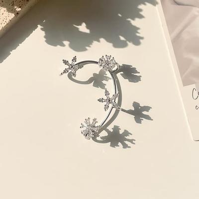 Damen Kubikblumenkreis Ohr Manschette Armband Ohrringe