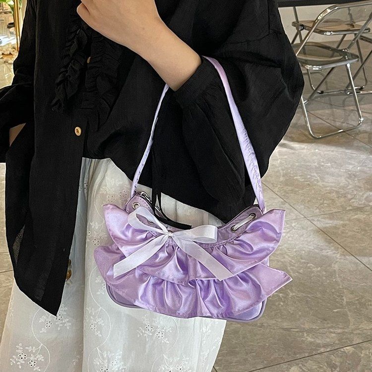 Banquet Graduati Ball Luxury Bow Pleated Large-capacity Handbag Clutch Bag Lipstick Wallet Phe Storage Bag Woman Bag Purse
