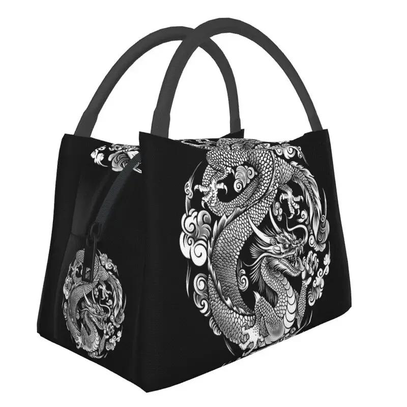 Asian Tradition Dragon Totem Insulated Lunch Bags for School Office Chinese Mythology Waterproof Thermal Cooler Lunch Box Women