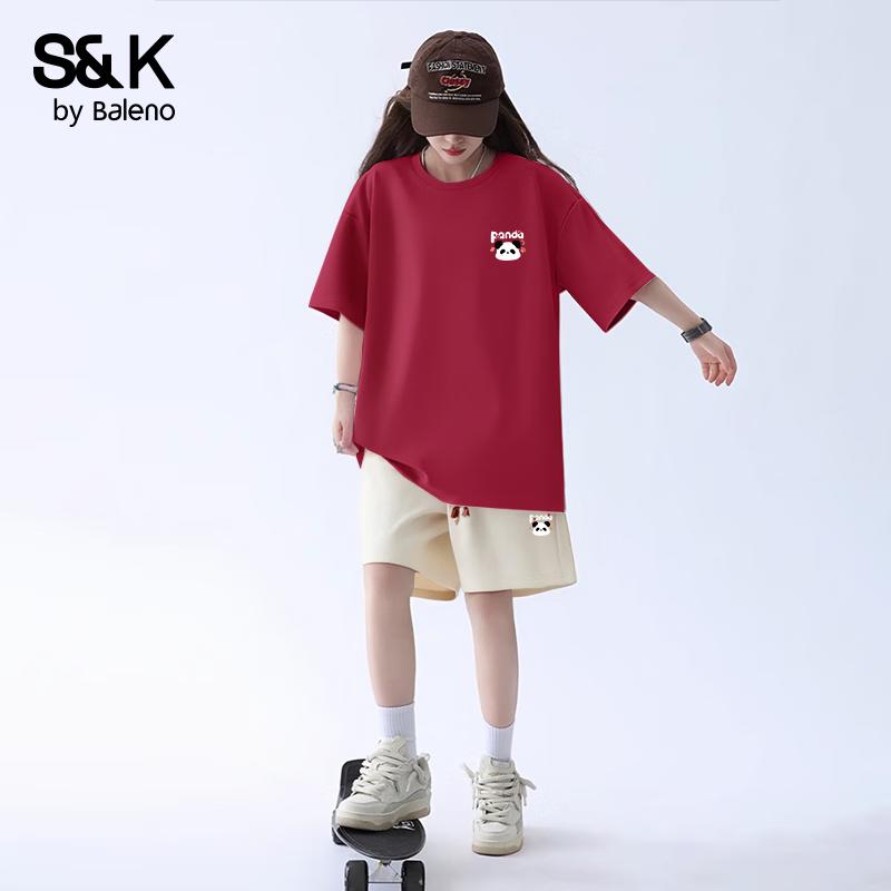 

Baleno S&K Women s Cotton Loose Short Sleeve Waffle Shorts Sportswear Set S