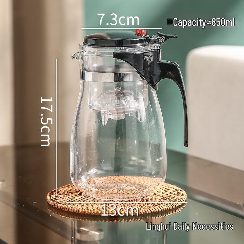 Large Glass Teapot with Lid & Handle, Heat-Resistant, Stainless Steel Infuser, Floating Cup